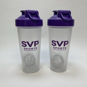 Lot of 2 SVP Sports Shaker Bottles 28oz Plastic BPA Free Gym Water Protein Mixer